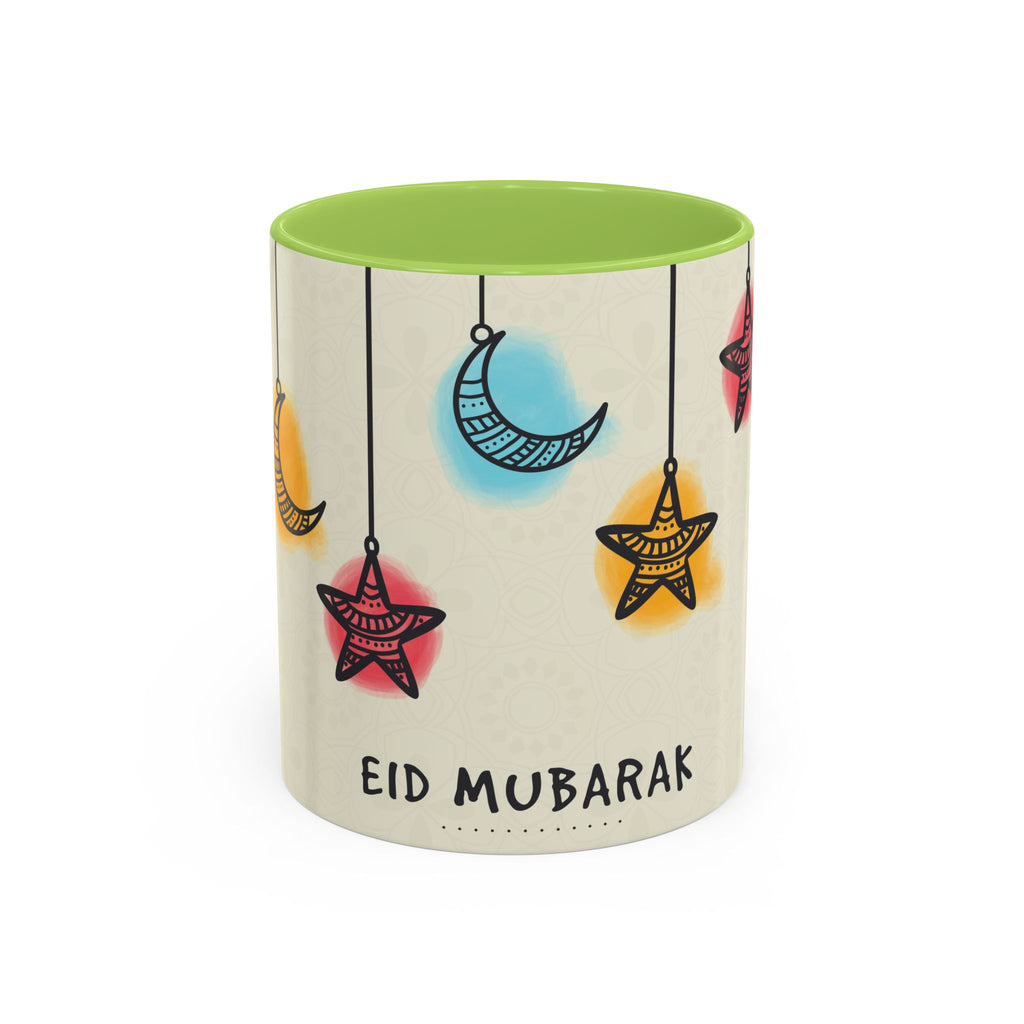 Eid Mubarak Accent Coffee Mug — Festive Crescent & Star Design (11/15 oz)