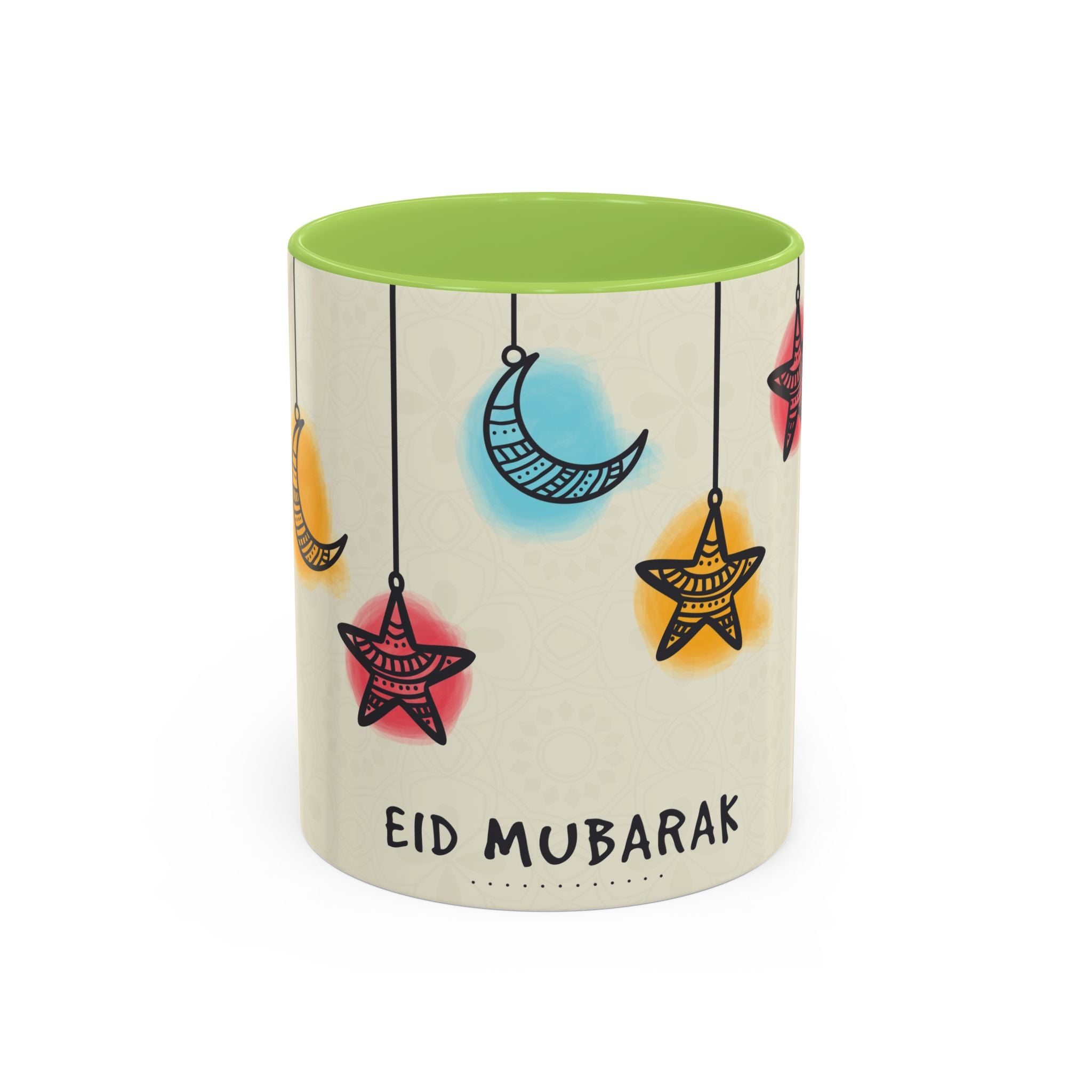 Eid Mubarak Accent Coffee Mug — Festive Crescent & Star Design (11/15 oz)