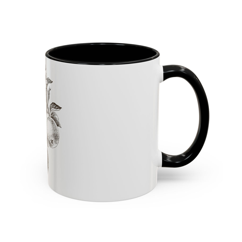Botanical Apple Accent Coffee Mug — Vintage Fruit Sketch Ceramic Mug (11/15 oz)