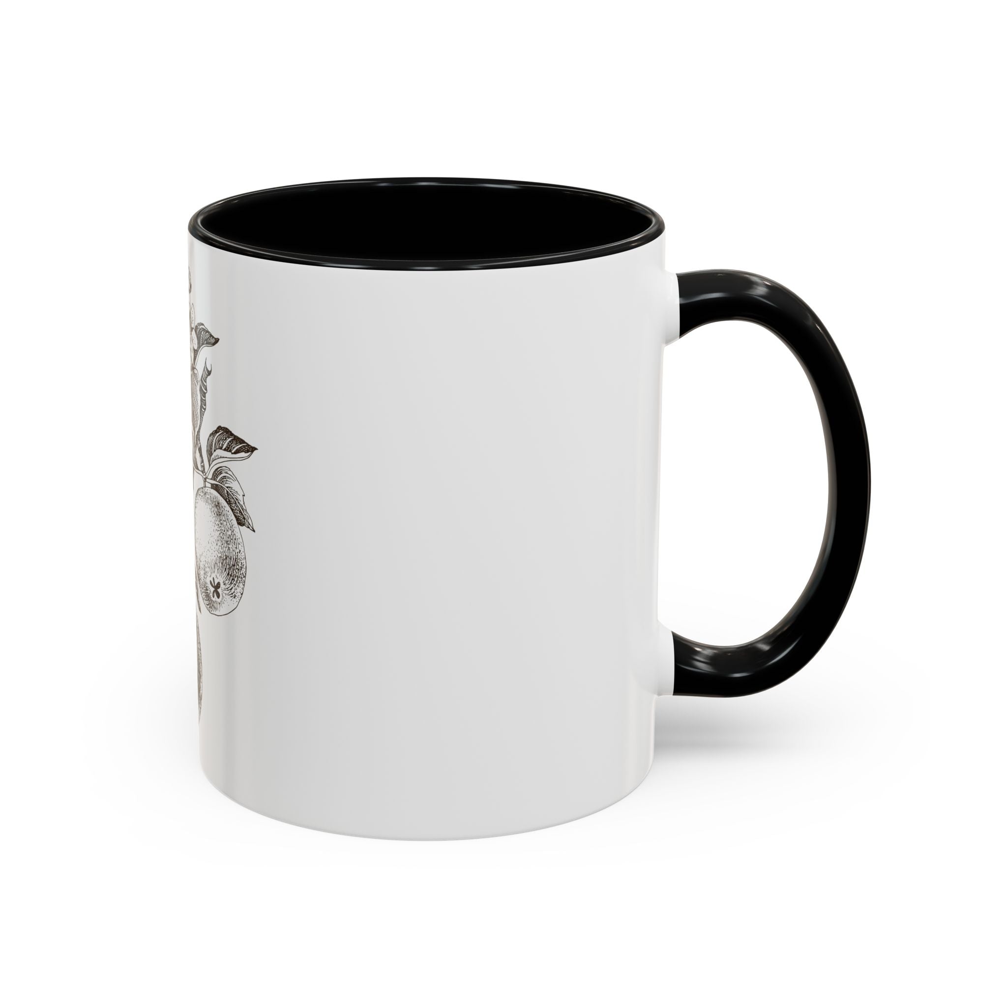 Botanical Apple Accent Coffee Mug — Vintage Fruit Sketch Ceramic Mug (11/15 oz)