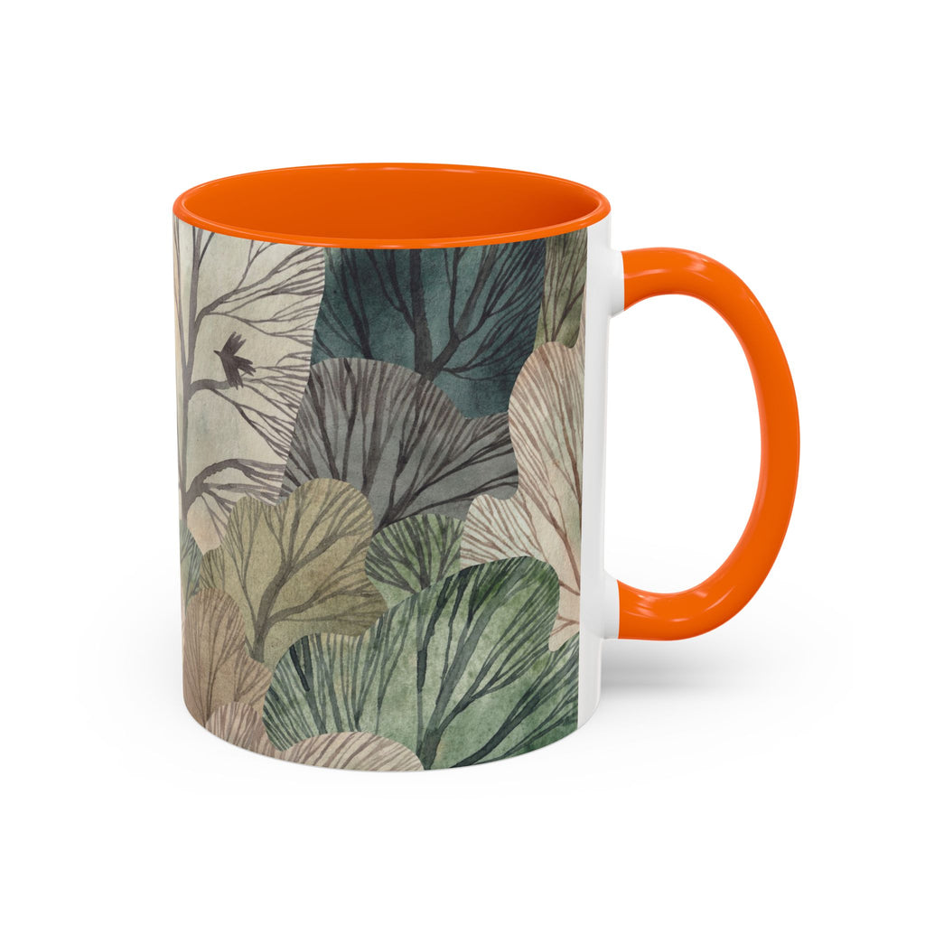 Botanical Woodland Coffee Mug — Earthy Leaf Pattern Accent Mug (11/15oz)