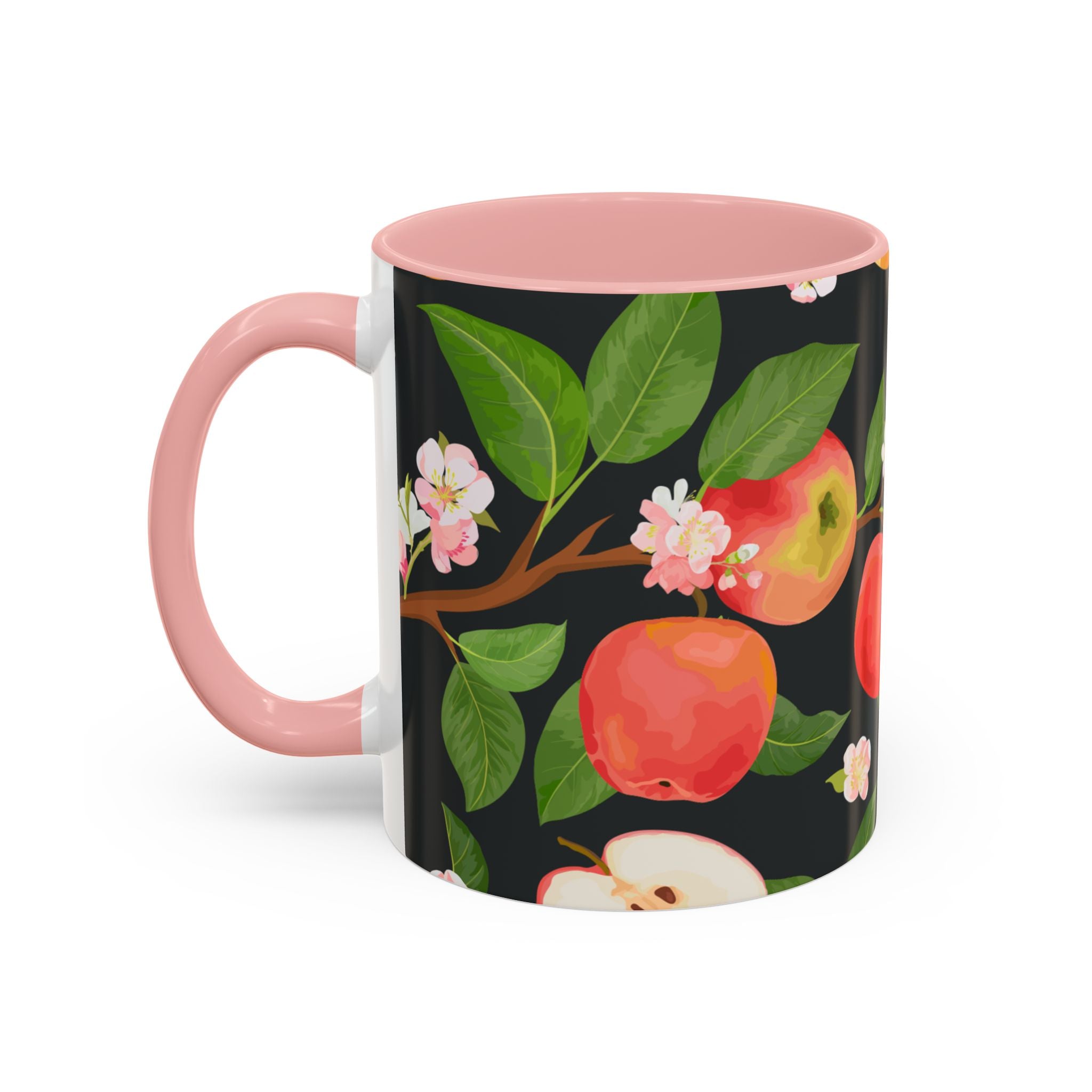 Apple Blossom Accent Coffee Mug – Floral Fruit Ceramic Mug (11/15oz)