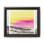 Abstract Sunrise Landscape Matte Canvas Framed Wall Art — Pink & Yellow Modern Home Decor
