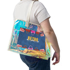 Holographic Beach Tote Bag — Retro Seaside Clear Carryall