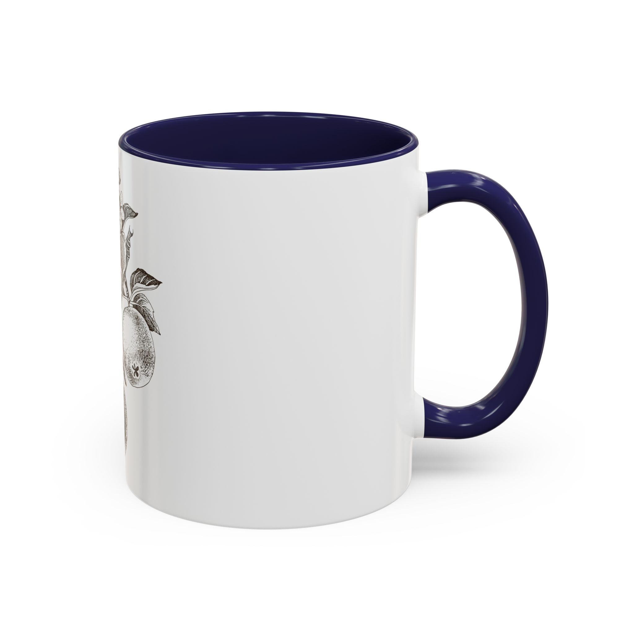 Botanical Apple Accent Coffee Mug — Vintage Fruit Sketch Ceramic Mug (11/15 oz)