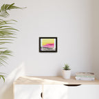 Abstract Sunrise Landscape Matte Canvas Framed Wall Art — Pink & Yellow Modern Home Decor