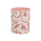 Apple Doodle Accent Coffee Mug — Red Apple Pattern Ceramic Mug (11/15oz)