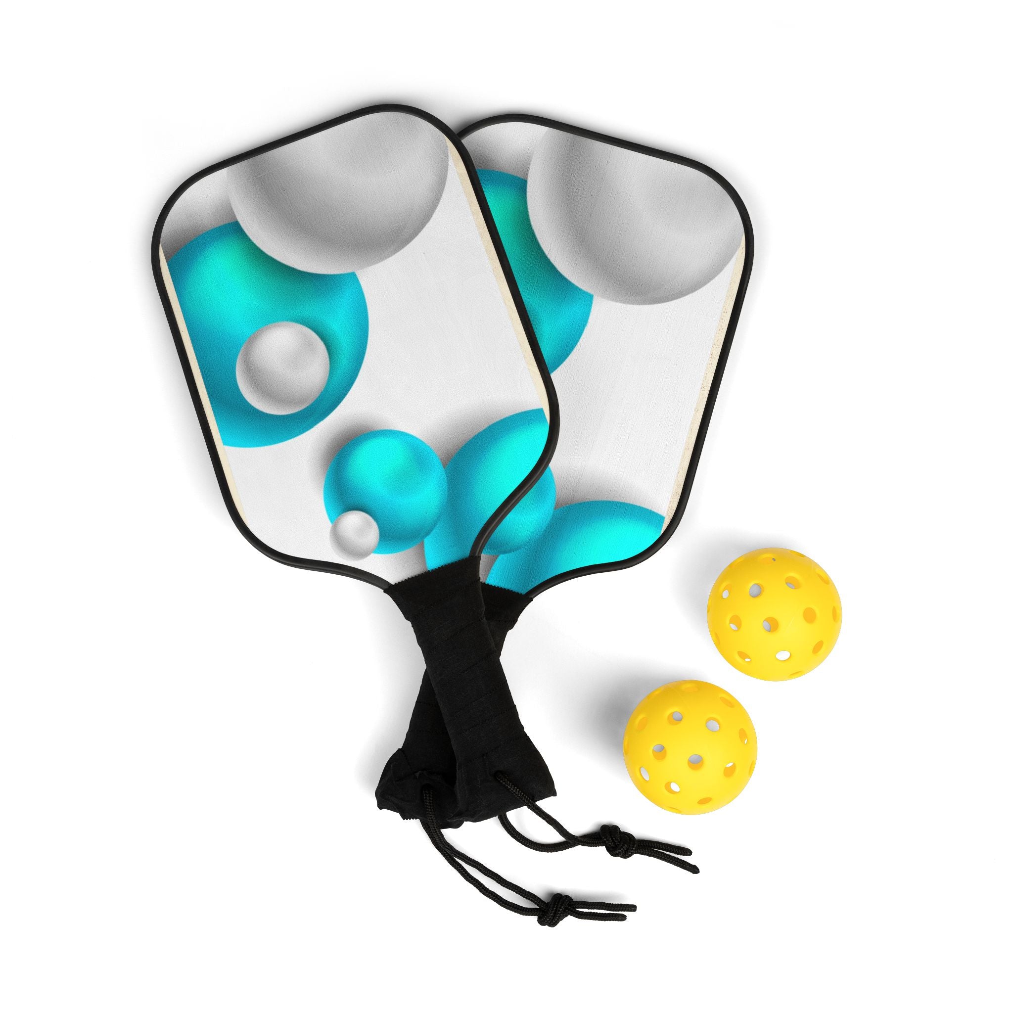 Pickleball Paddle Kit – Blue & White Bubble Design with 2 Paddles and 2 Balls