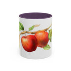 Apple Branch Accent Coffee Mug — Watercolor Fruit Kitchen Mug (11/15oz)