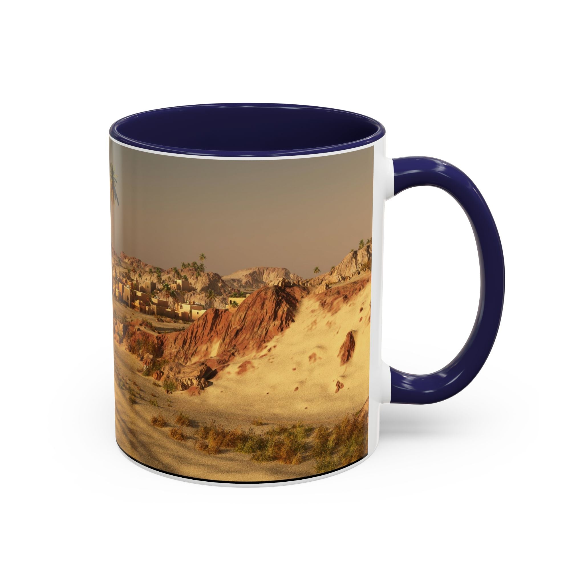 Desert Oasis Coffee Mug — Palm Trees & Sunset Scenic Accent Mug