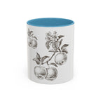 Botanical Apple Accent Coffee Mug — Vintage Fruit Sketch Ceramic Mug (11/15 oz)
