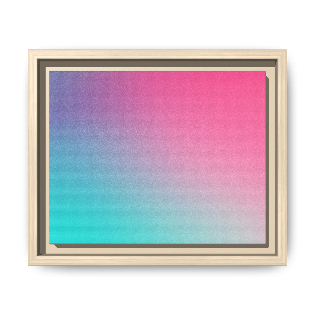 Framed Gradient Canvas Wall Art — Pink to Aqua Ombre Matte Print