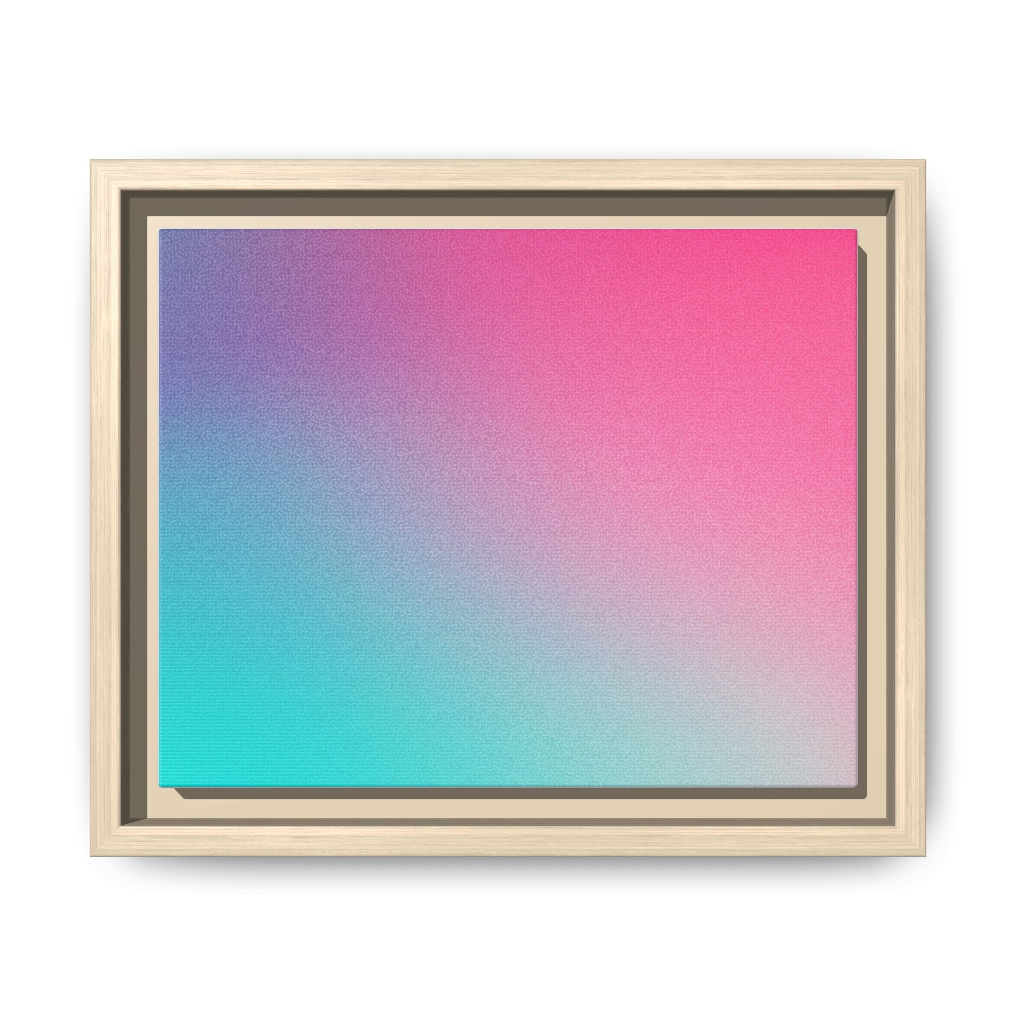Framed Gradient Canvas Wall Art — Pink to Aqua Ombre Matte Print