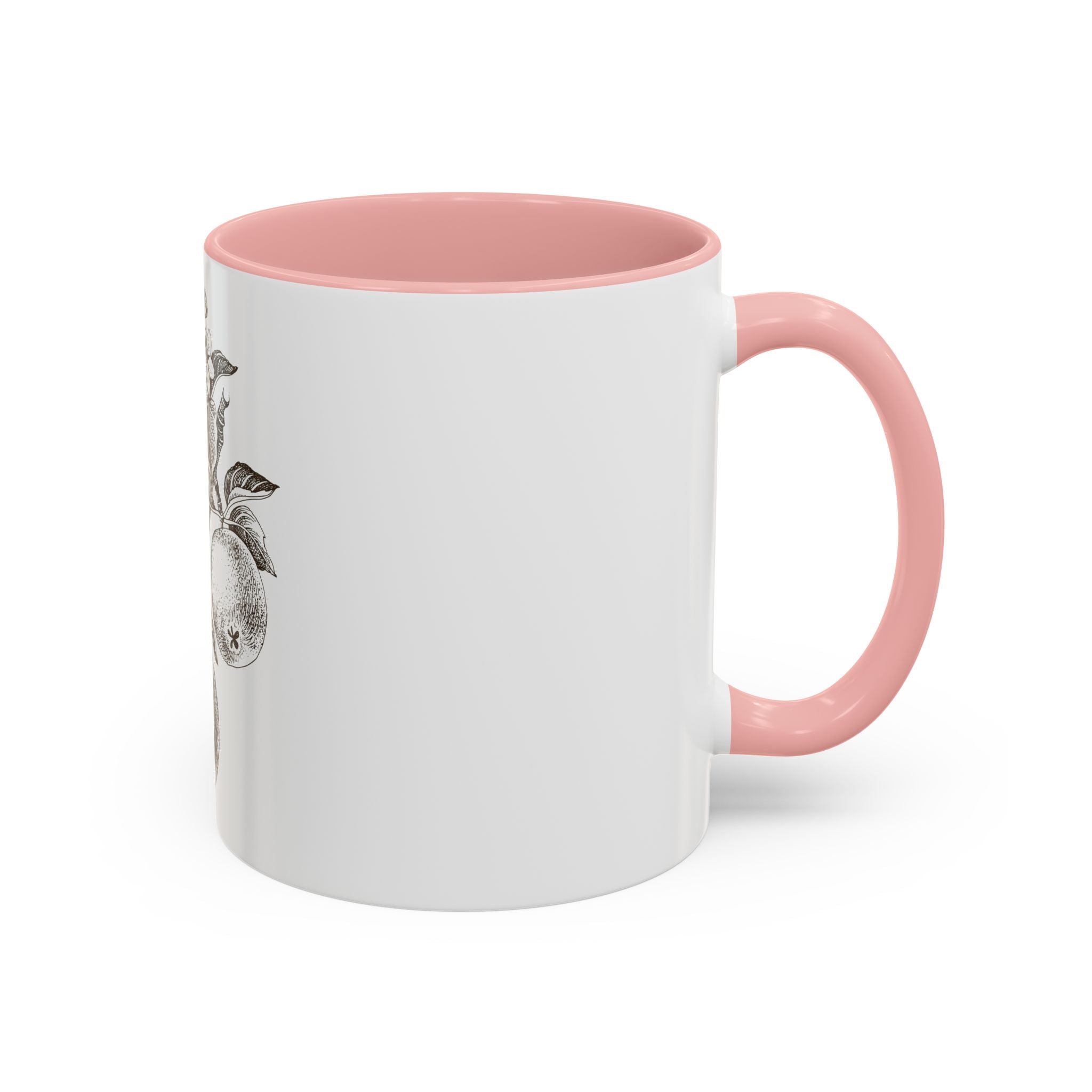 Botanical Apple Accent Coffee Mug — Vintage Fruit Sketch Ceramic Mug (11/15 oz)