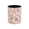 Apple Doodle Accent Coffee Mug — Red Apple Pattern Ceramic Mug (11/15oz)