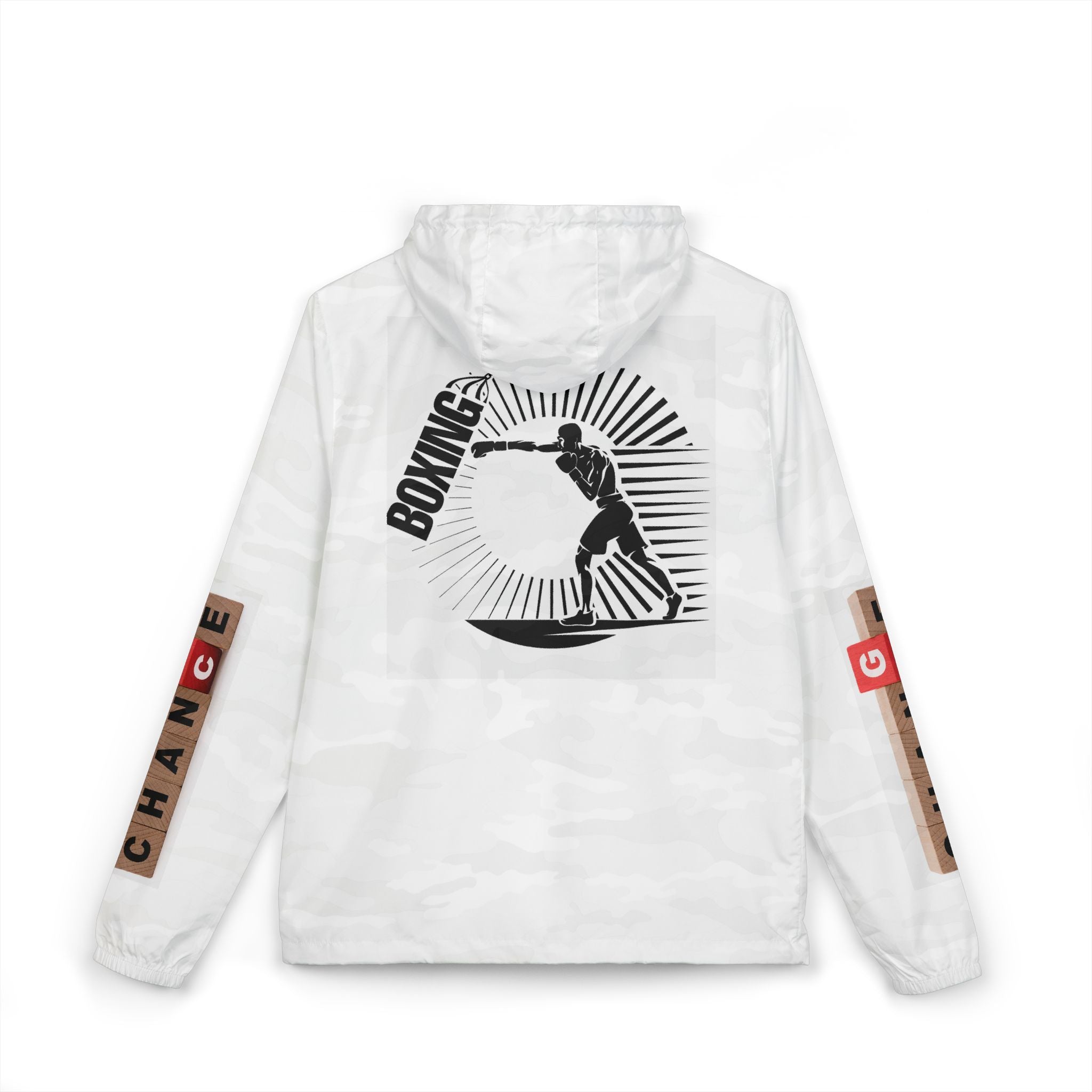 Boxing silhouette windbreaker jacket | Chance sleeve graphics, chest patch