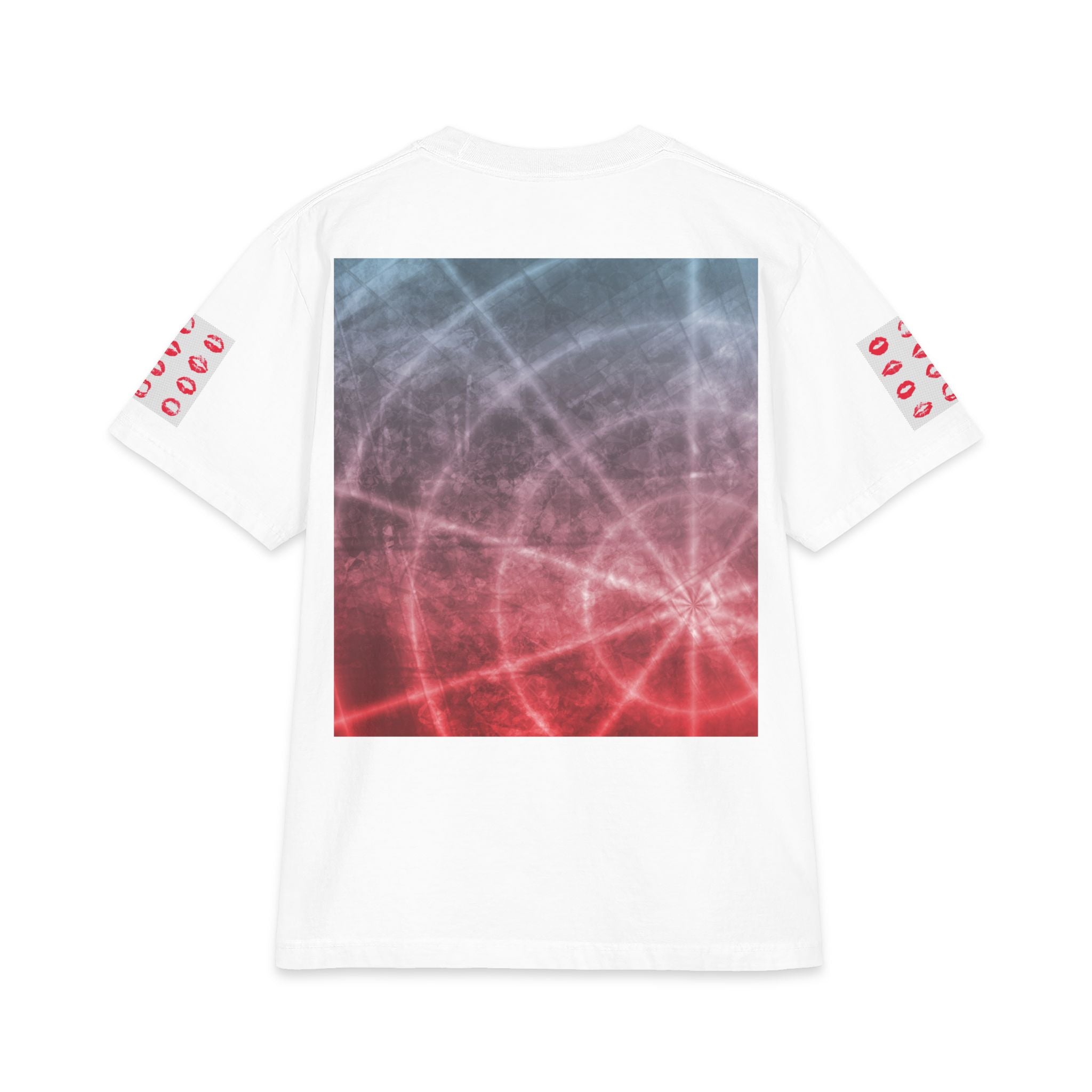 Graphic Tee — Red Lip Bite Front & Abstract Cosmic Back