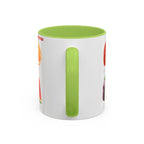 Fruit Pattern Accent Coffee Mug — Colorful Tropical Fruit Icons (11/15oz)