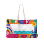 Hello Summer Colorful Beach Illustration Weekender Bag | Rainbow Watermelon Tote