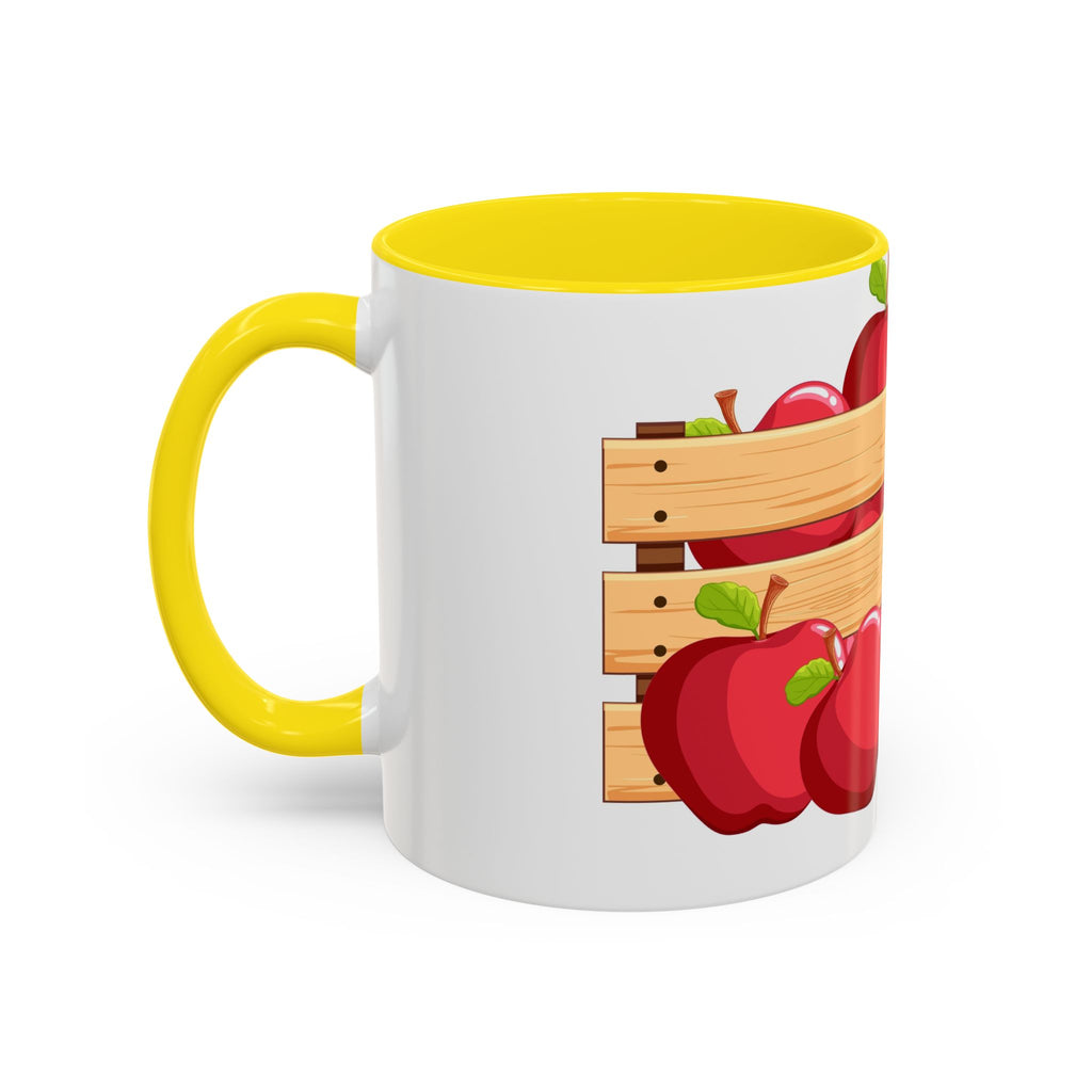 Apple Crate Accent Coffee Mug — Rustic Farmhouse Fruit Design (11/15oz)