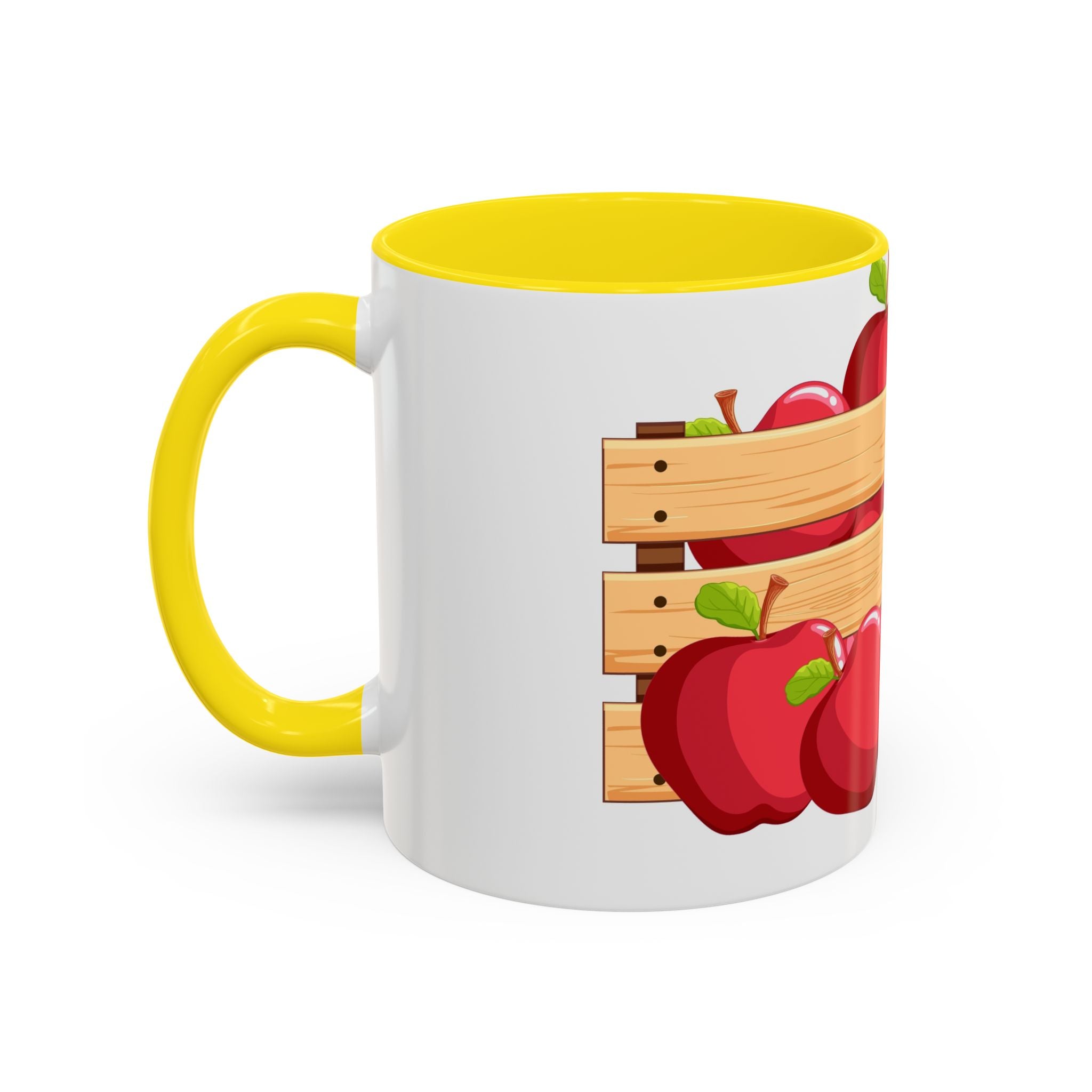 Apple Crate Accent Coffee Mug — Rustic Farmhouse Fruit Design (11/15oz)