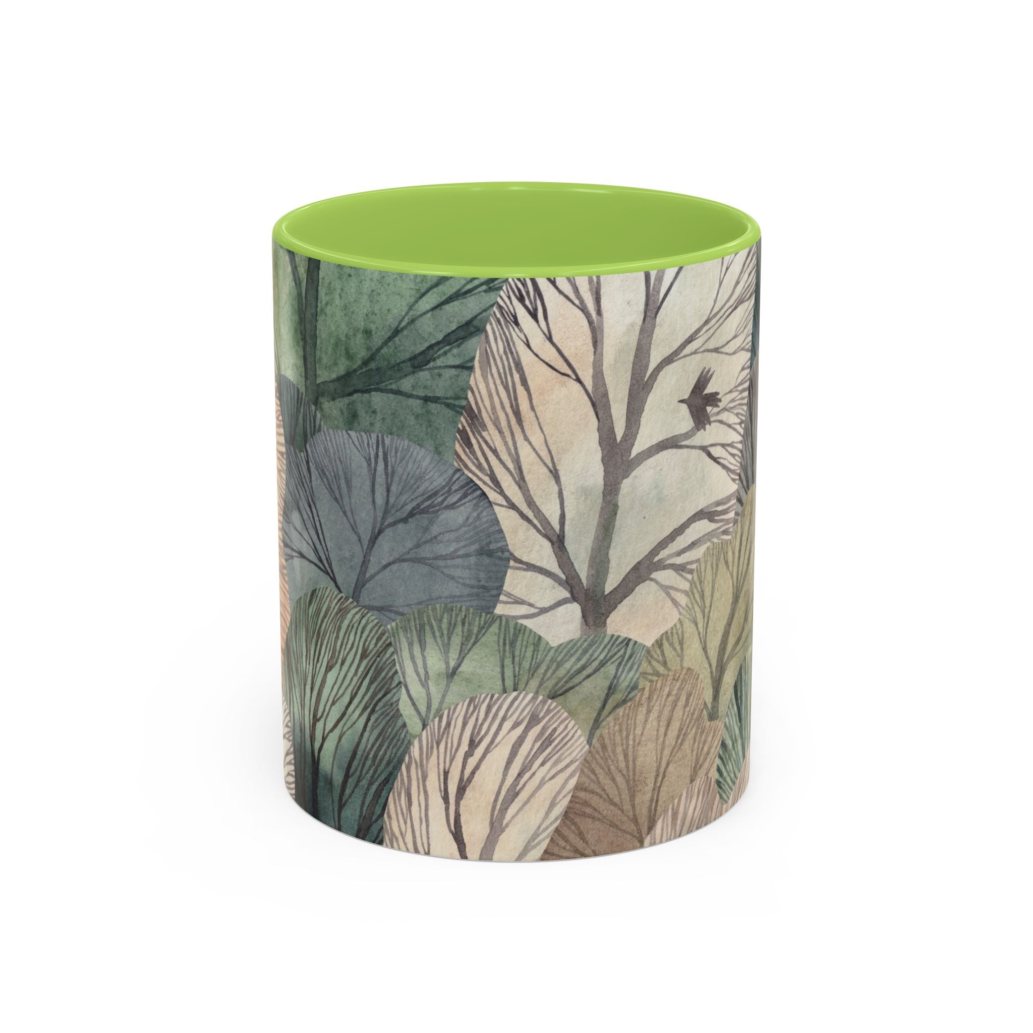 Botanical Woodland Coffee Mug — Earthy Leaf Pattern Accent Mug (11/15oz)