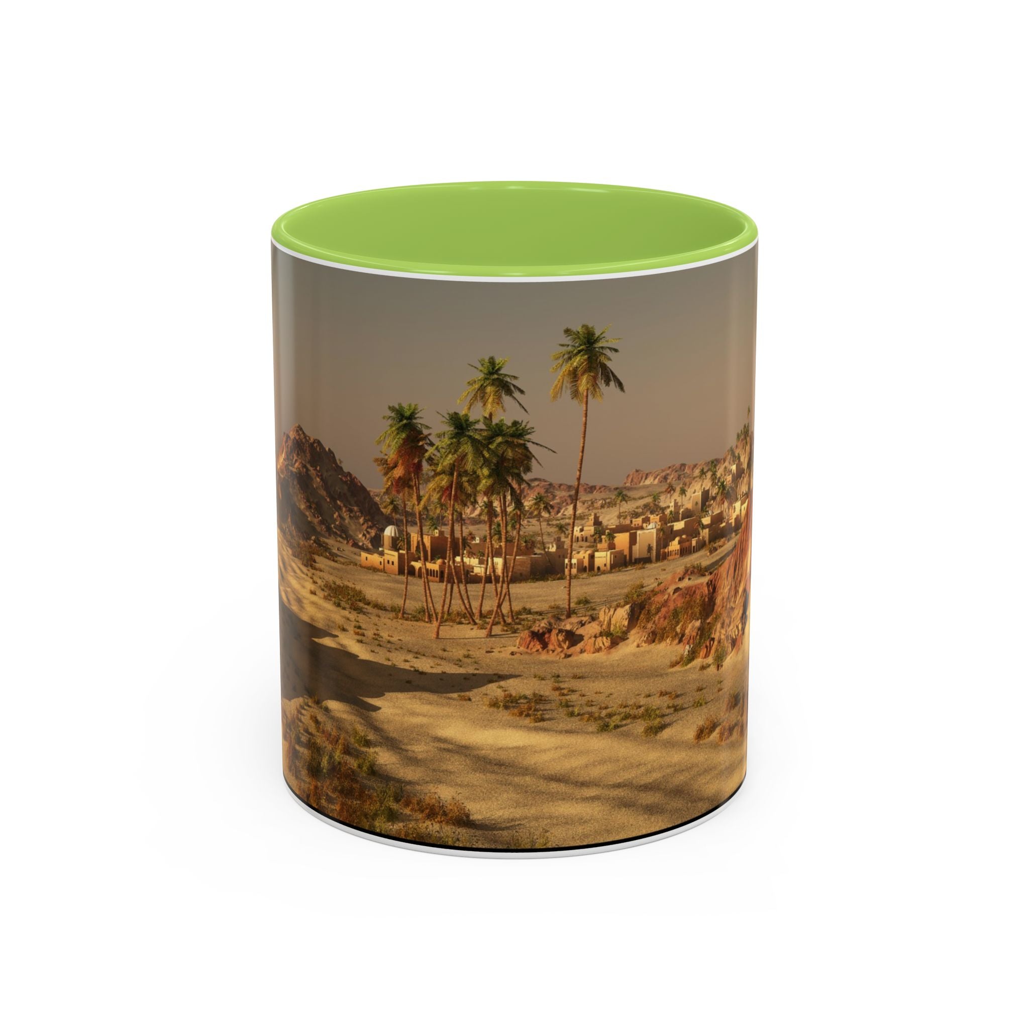 Desert Oasis Coffee Mug — Palm Trees & Sunset Scenic Accent Mug