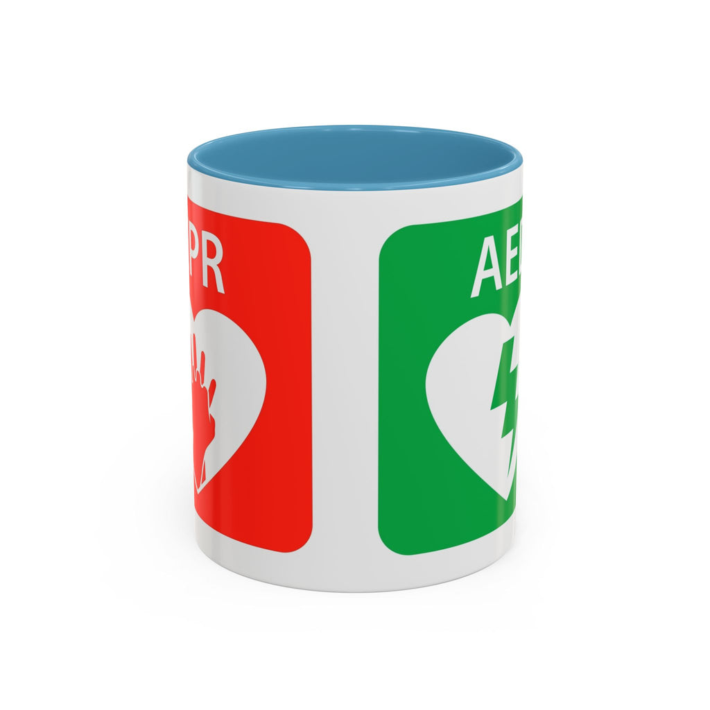 AED Heart Logo Accent Coffee Mug — CPR & Defibrillator Awareness Gift (11/15oz)