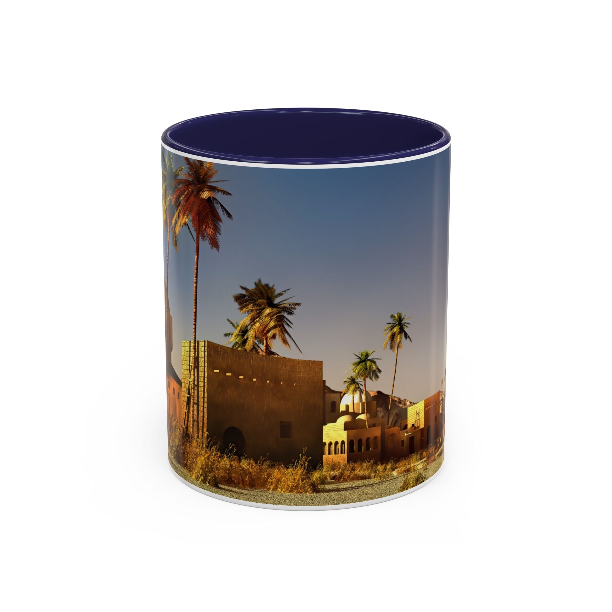 Desert Oasis Accent Coffee Mug – Palm Trees & Sunset Scenic Ceramic Mug (11/15oz)