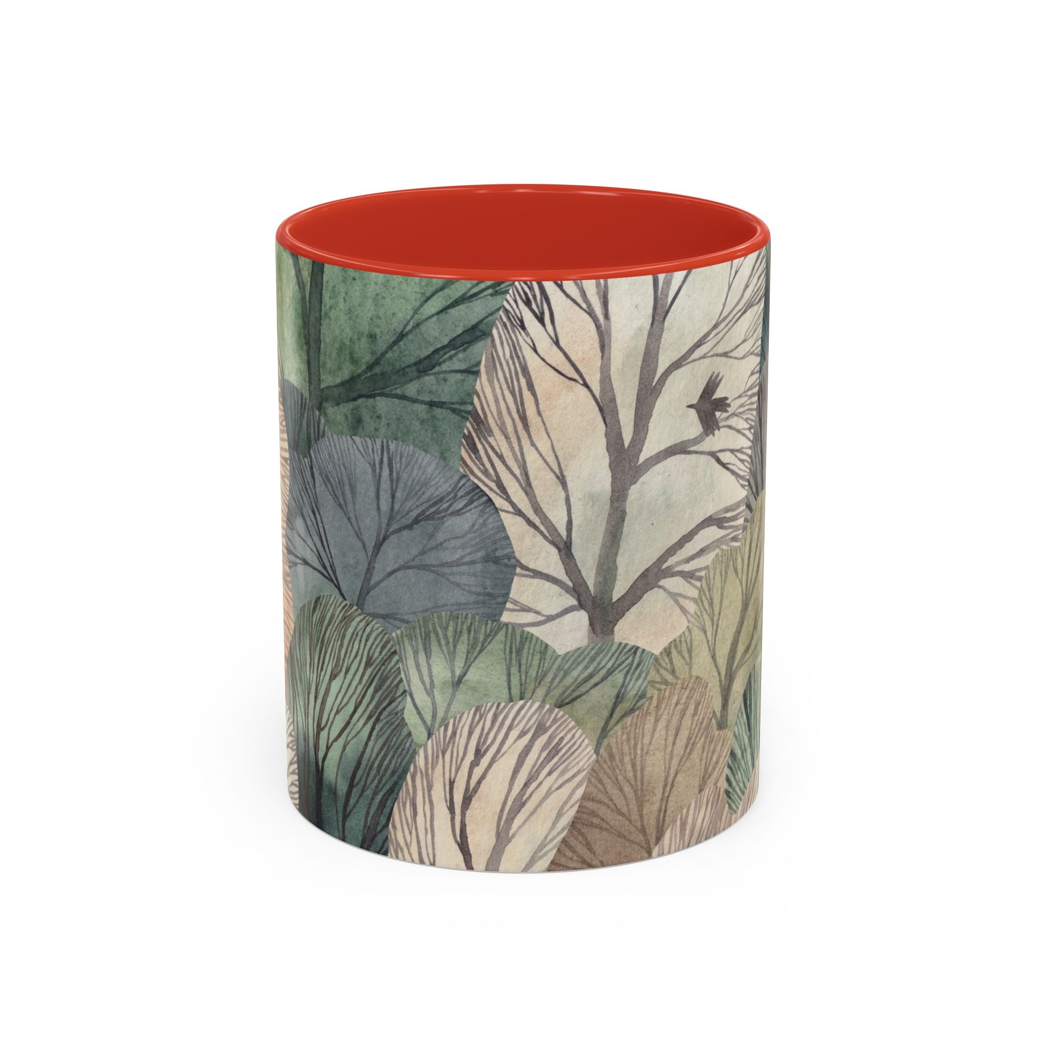 Botanical Woodland Coffee Mug — Earthy Leaf Pattern Accent Mug (11/15oz)