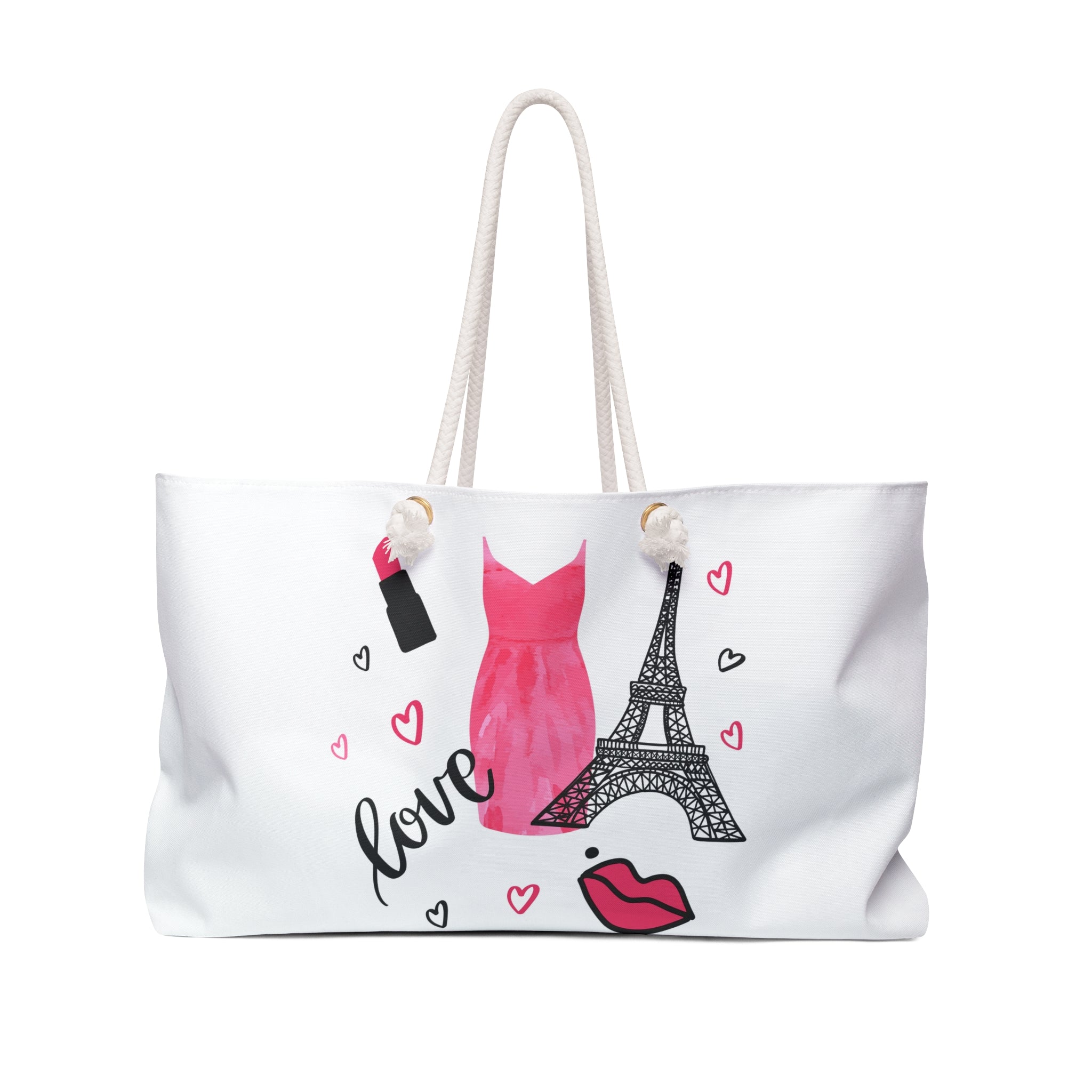 Parisian Dress & Eiffel Tower Weekender Bag | Love Lipstick Hearts