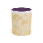 Golden Folk Art Coffee Mug — Animal Mask Pattern Accent Mug (11/15oz)