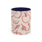 Apple Doodle Accent Coffee Mug — Red Apple Pattern Ceramic Mug (11/15oz)