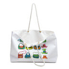 Colorful Retro Handbag Illustration Weekender Bag | Travel Tote, Cute Purse Icons