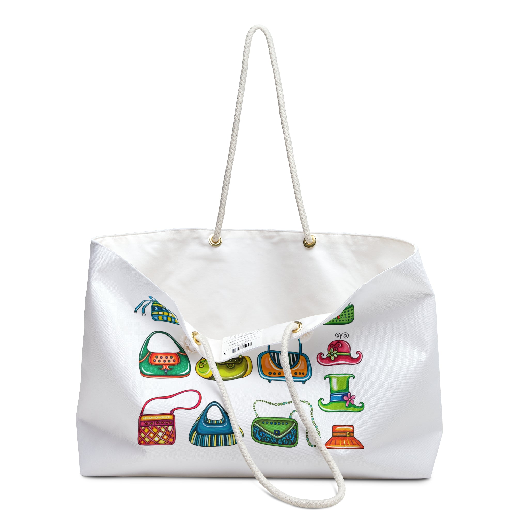 Colorful Retro Handbag Illustration Weekender Bag | Travel Tote, Cute Purse Icons