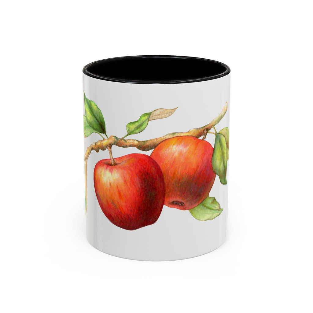 Apple Branch Accent Coffee Mug — Watercolor Fruit Kitchen Mug (11/15oz)