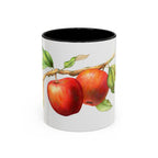 Apple Branch Accent Coffee Mug — Watercolor Fruit Kitchen Mug (11/15oz)