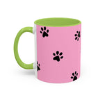 Pink Paw Print Coffee Mug – Cute Pet Lover Accent Mug (11/15oz)