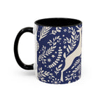 Nordic Reindeer Pattern Accent Coffee Mug — Blue Holiday Tea Cup (11/15oz)
