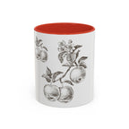 Botanical Apple Accent Coffee Mug — Vintage Fruit Sketch Ceramic Mug (11/15 oz)