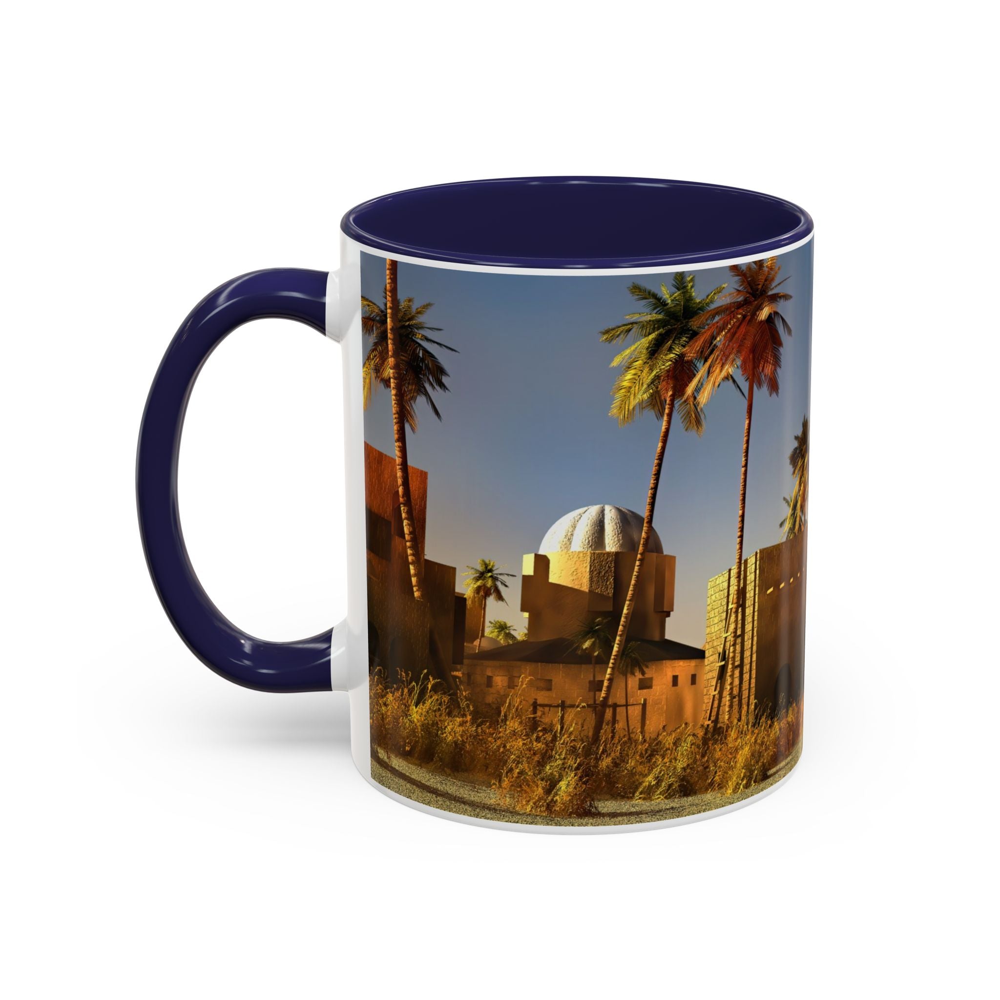 Desert Oasis Accent Coffee Mug – Palm Trees & Sunset Scenic Ceramic Mug (11/15oz)