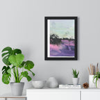 Abstract Coastal Horizon Framed Poster — Purple & Mint Vertical Wall Art