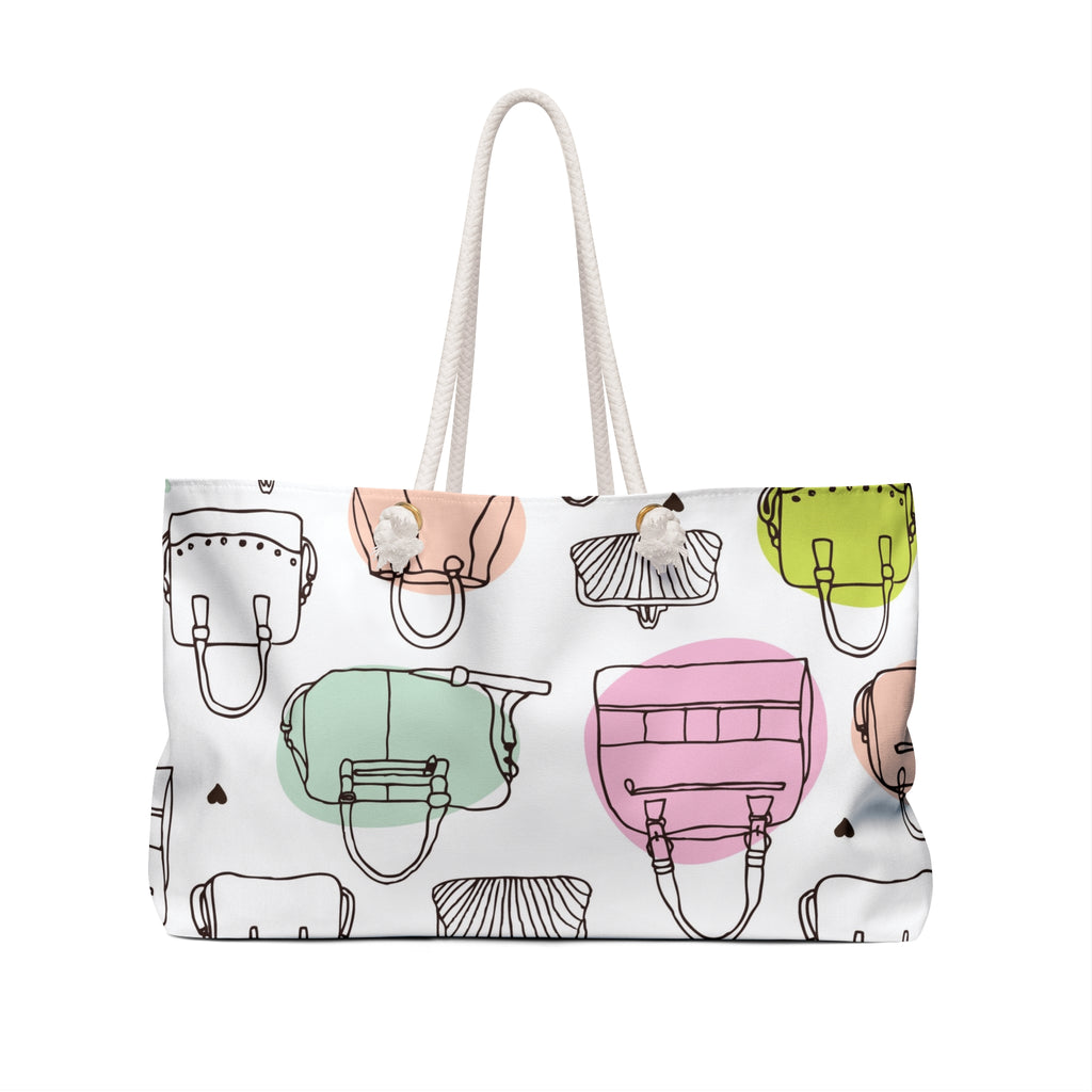 Handbag Pattern Weekender Bag | Colorful Purses Illustration Tote