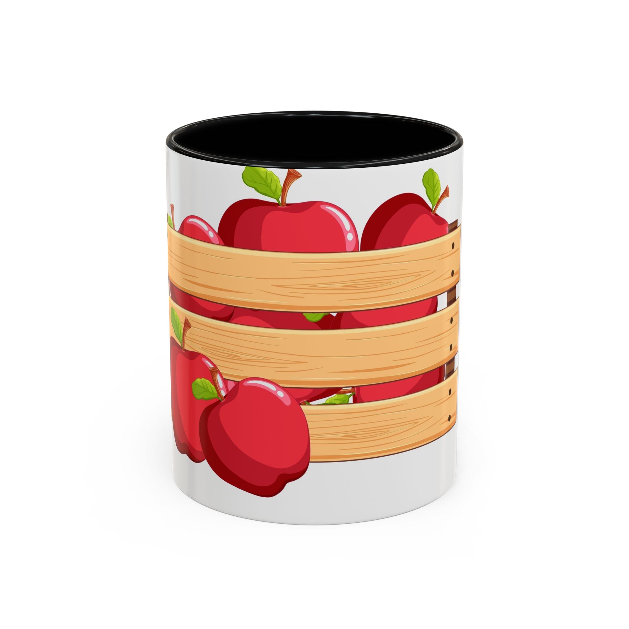 Apple Crate Accent Coffee Mug — Rustic Farmhouse Fruit Design (11/15oz)