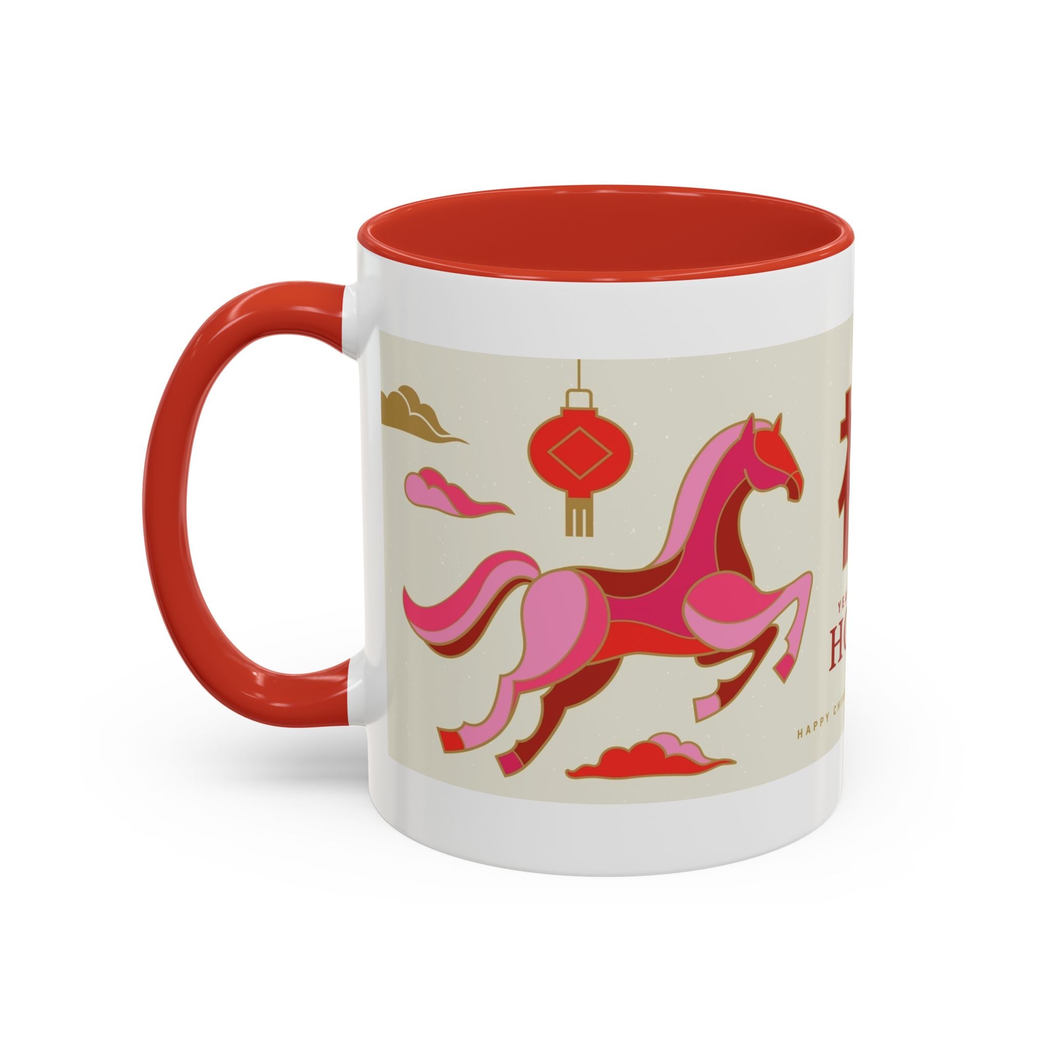 Year of the Horse Accent Coffee Mug — Chinese New Year Lucky Horse Design (11/15oz)