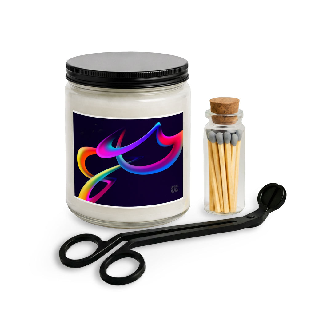 Abstract Neon Swirl Candle Set with Matches & Wick Trimmer
