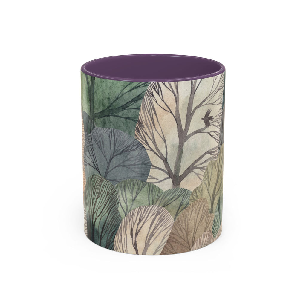 Botanical Woodland Coffee Mug — Earthy Leaf Pattern Accent Mug (11/15oz)