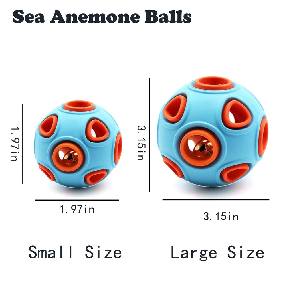 Dog Rubber Ball With Bell Sound, 2-Pack, Interactive Pet Chew Toy For