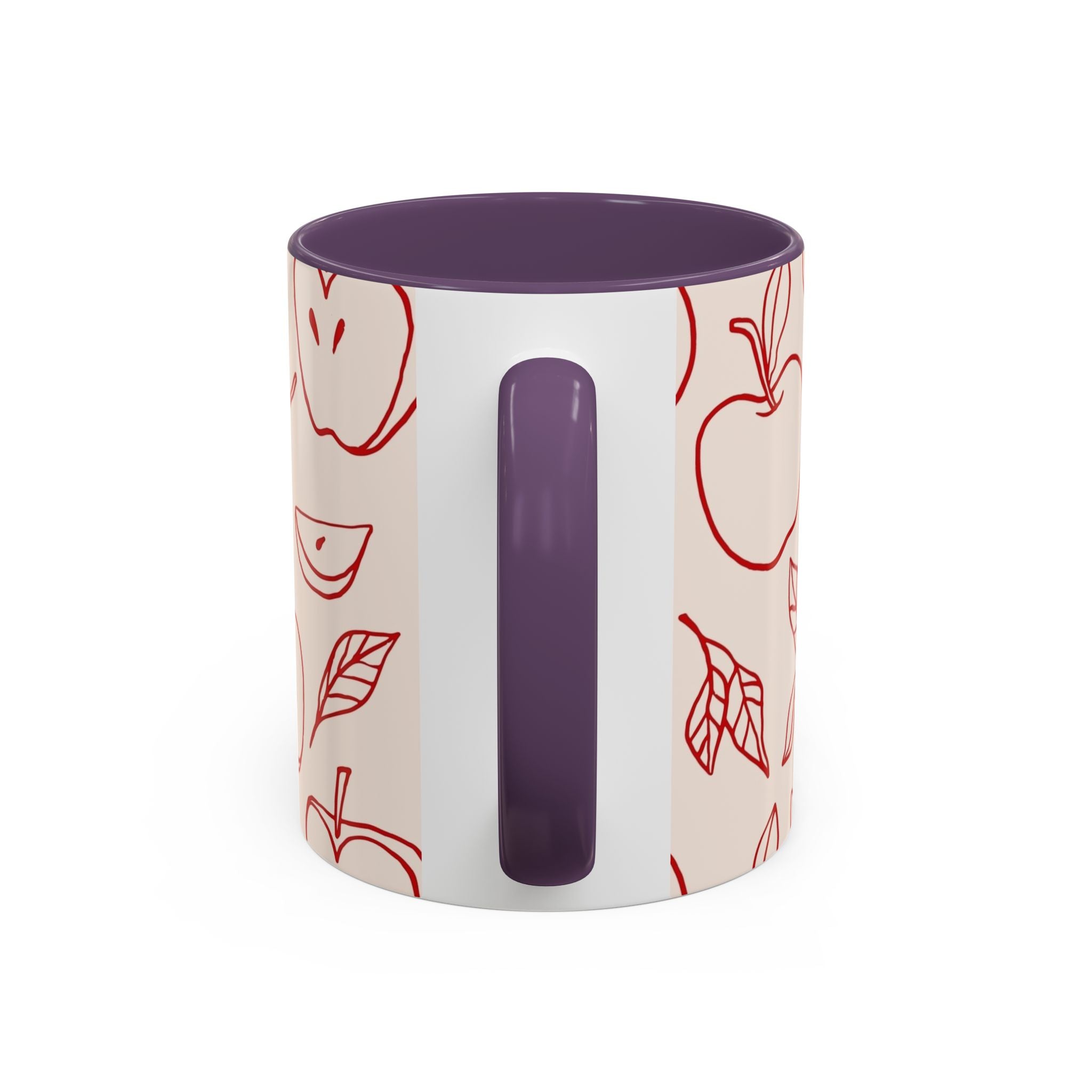 Apple Doodle Accent Coffee Mug — Red Apple Pattern Ceramic Mug (11/15oz)