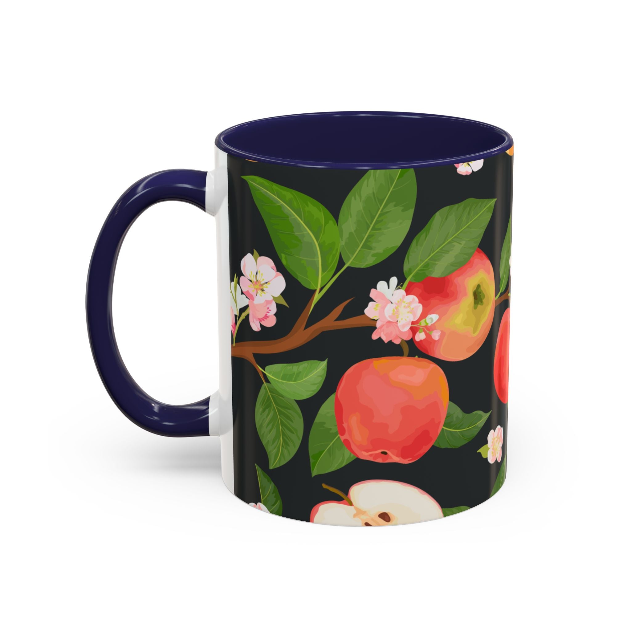 Apple Blossom Accent Coffee Mug – Floral Fruit Ceramic Mug (11/15oz)